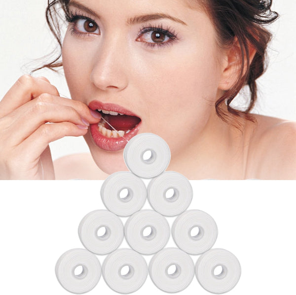 10 Rolls 50m Dental Flosser Oral Hygiene Teeth Cleaning Wax Mint flavored Dental Floss Spool Toothpick