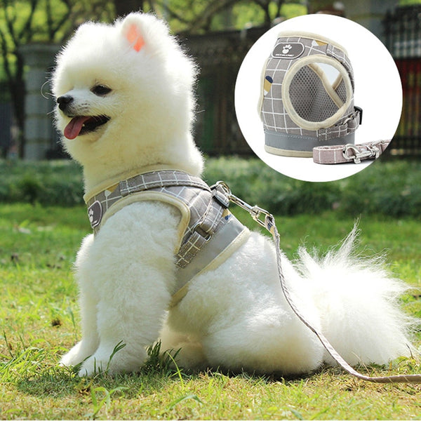 Dog Harness Breathable Mesh Vest Adjustable Dog Harness and Leash Set for Small Dogs