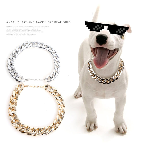 Pet Teddy French Bulldog Bully Gold Chain Small and Medium Dog Collar Pet Necklace Jewelry Accessories