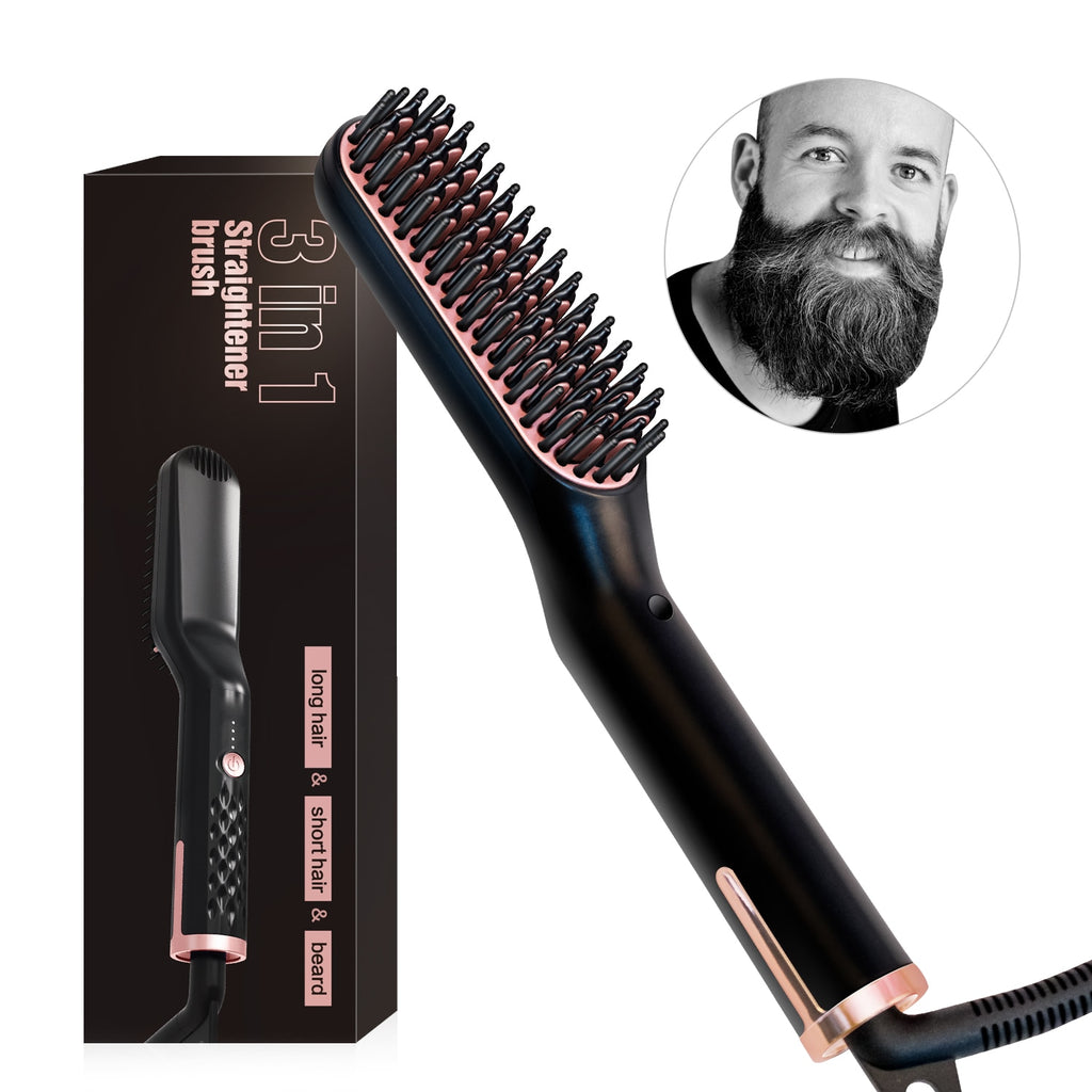 3 IN 1 Beard Hair Straightener Brushes Quick Hair Straightener Heat Beard Straighter