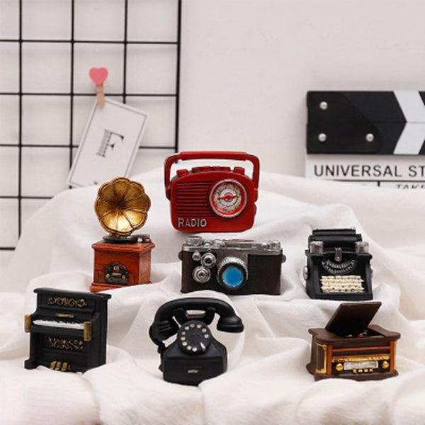 Retro Nostalgic Mini Figurines Resin Phone Camera Home Decor