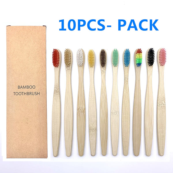 10PCS Colorful Natural Bamboo Toothbrush Set Soft Bristle Charcoal Teeth Whitening Bamboo Toothbrushes Soft Dental Care