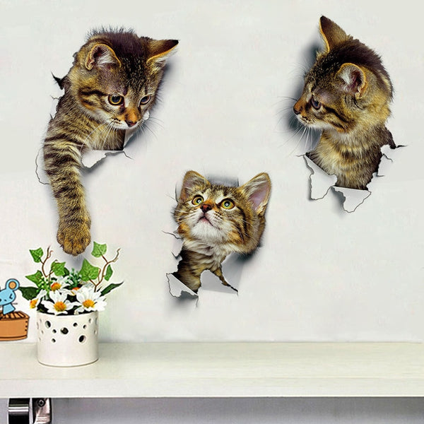 3D Vivid Cat Wall Sticker Funny Decal Decoration