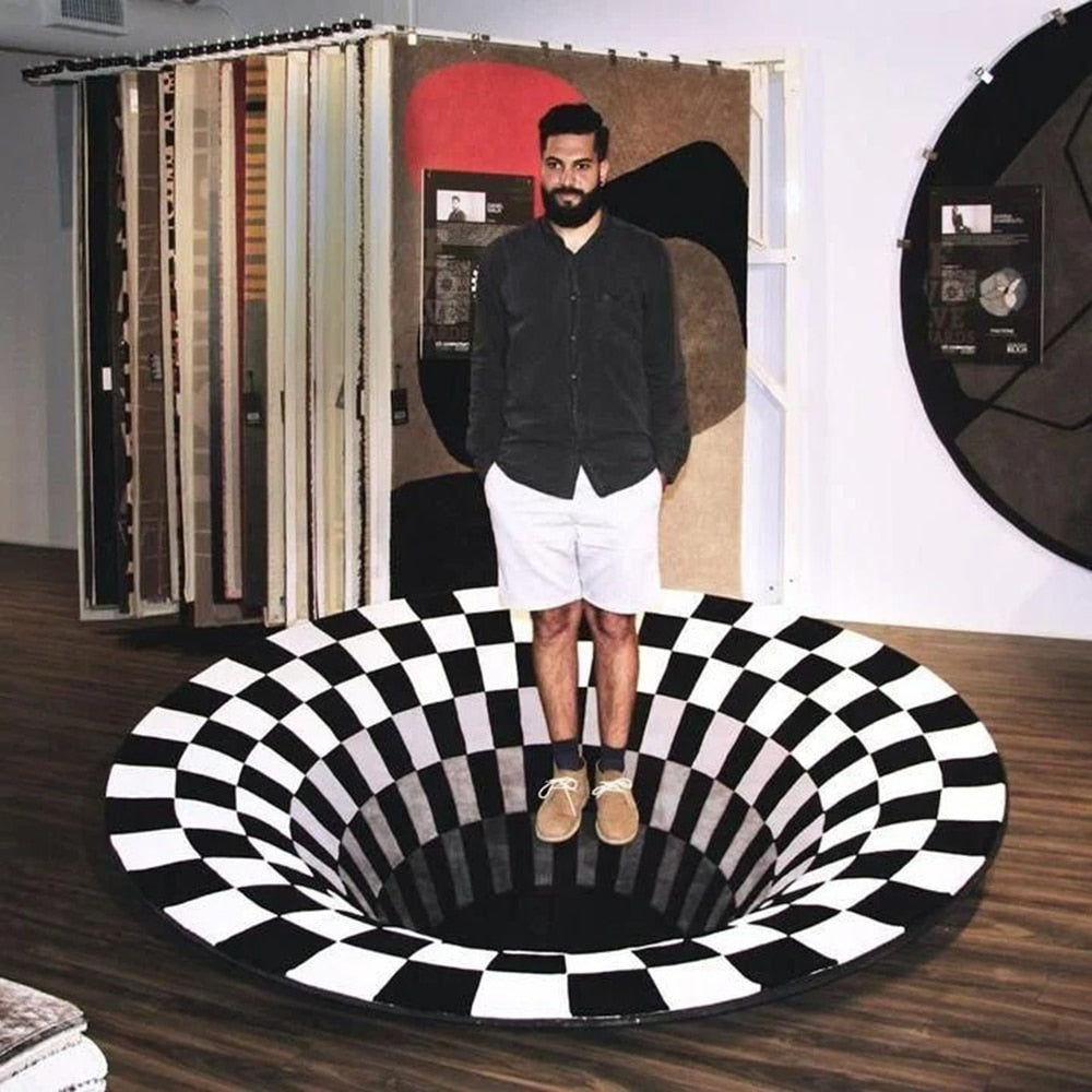 3D Vortex Illusion Carpet Swirl Printed Area Rug Floor Mat